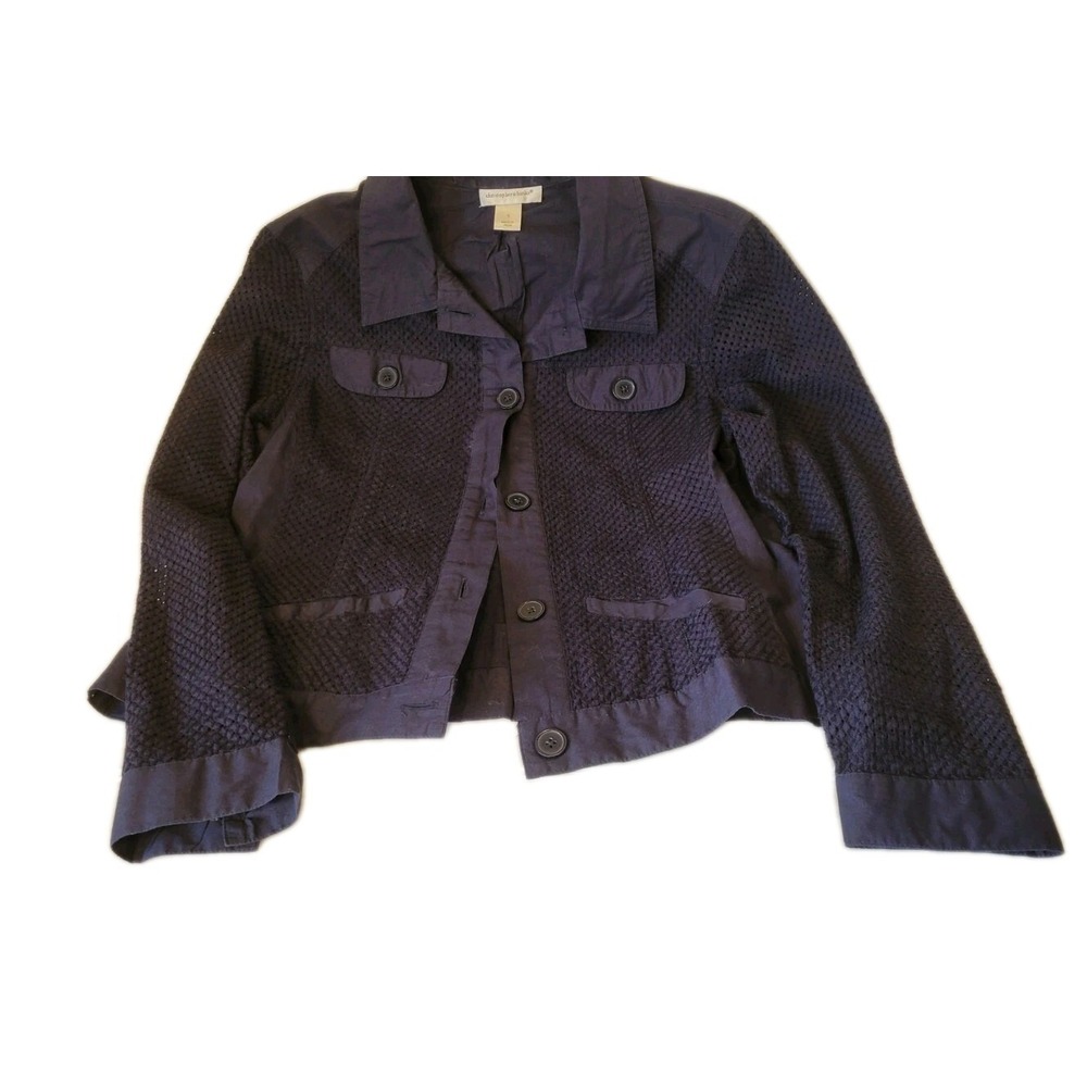 Jacket Christopher & Banks  Embroidered Size Medium Navy Blue New with Tags